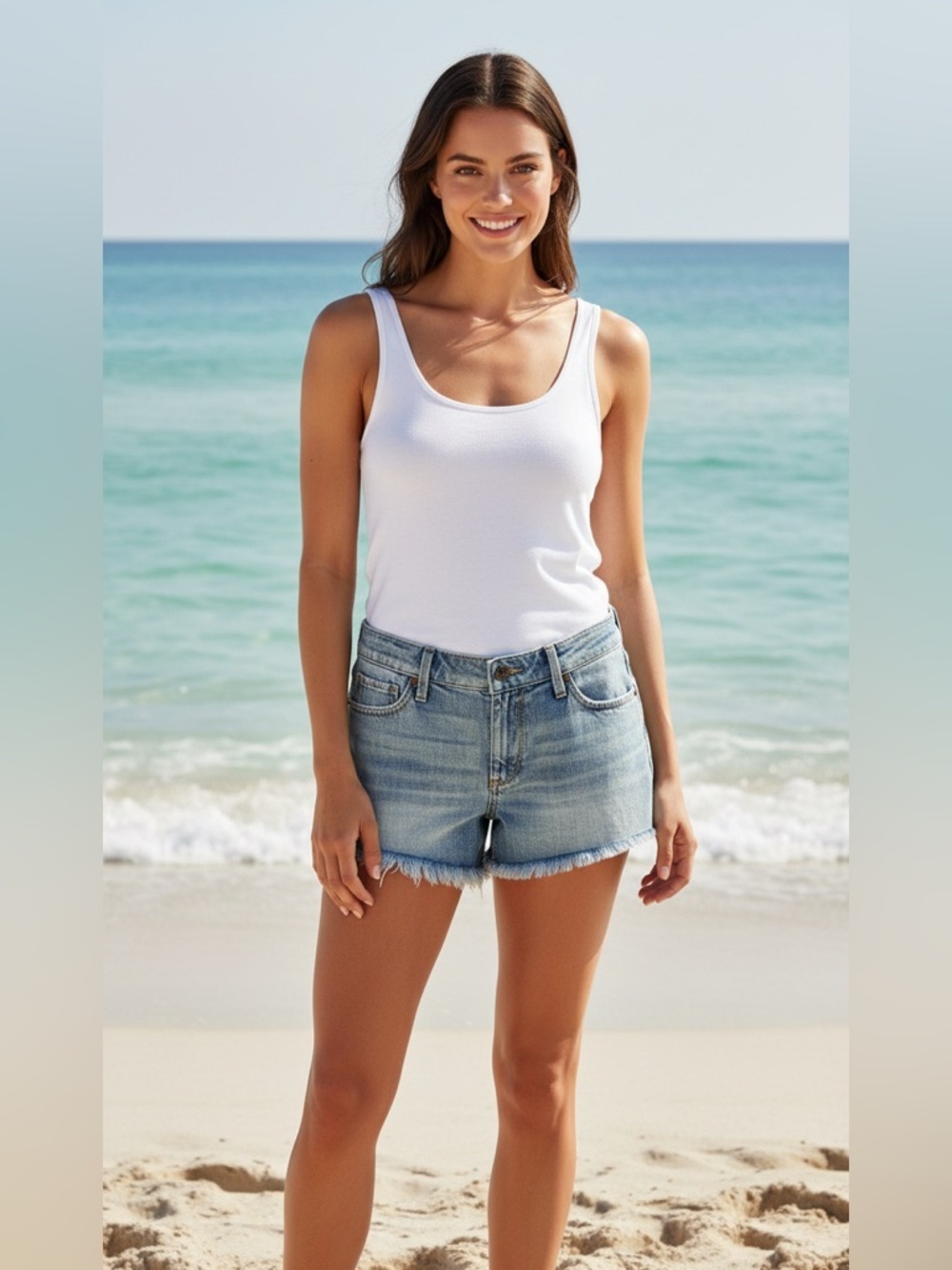 Lucky Brand Women's Light Blue Frayed Denim Shorts